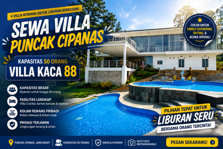 Sewa Villa Puncak Cipanas Kapasitas 50 Orang Villa Kaca 88