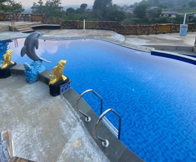 kolam renang dan taman villa kaca 88 cipanas untuk gathering
